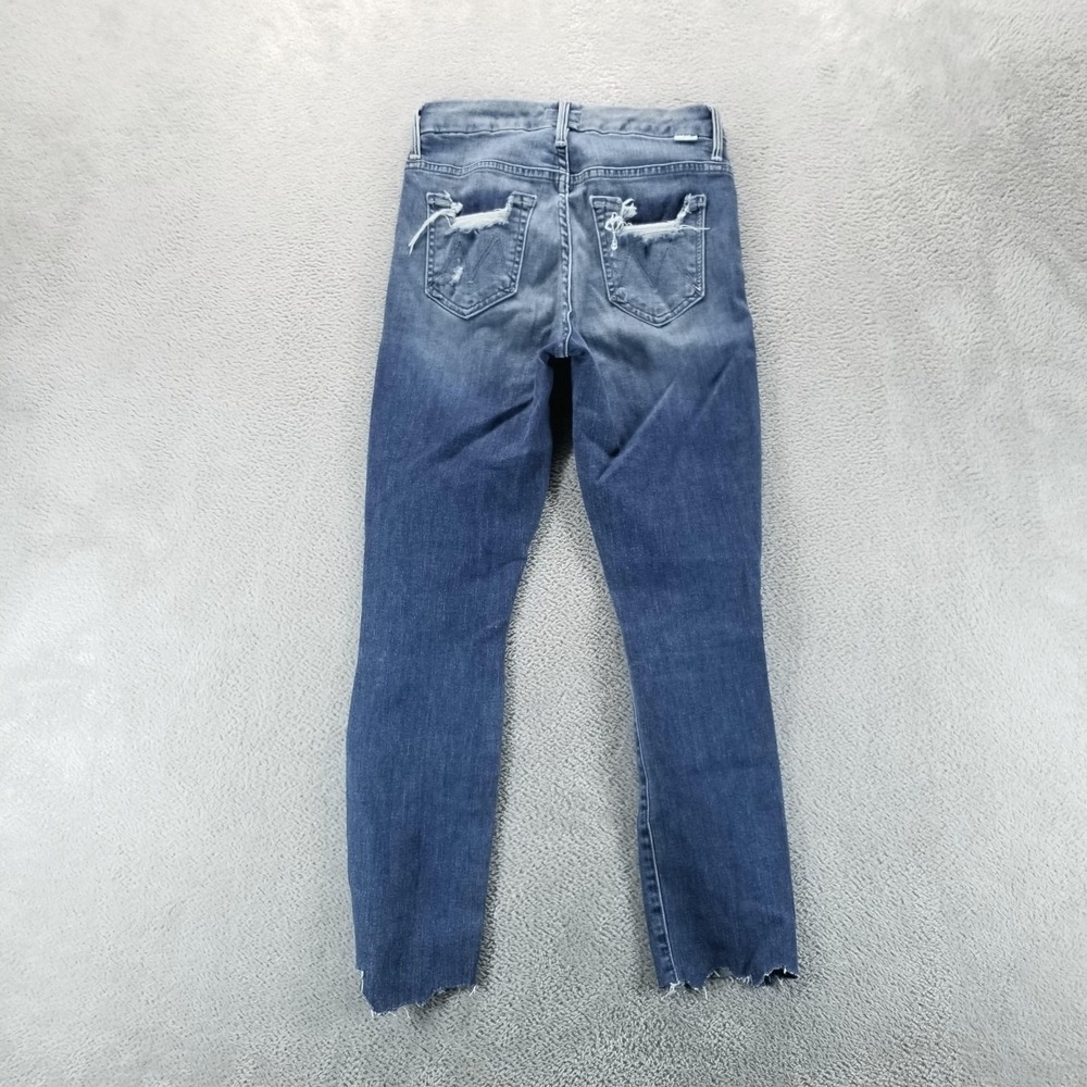 Mother Jeans Womens 24 Blue High Waisted Looker Ankle Fray Distressed Stretch - Picture 2 of 12